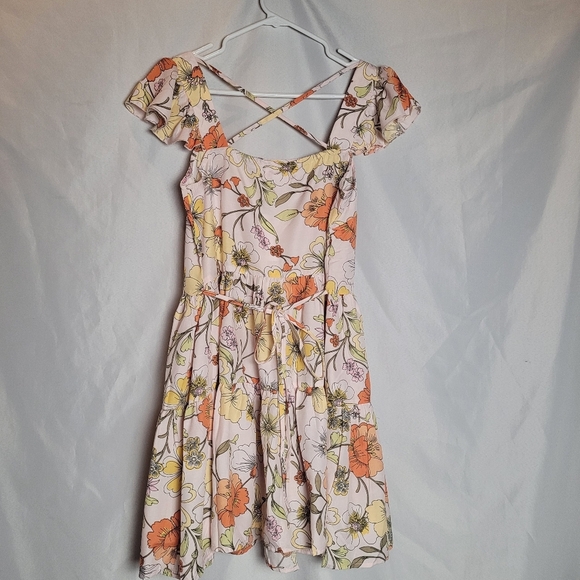Band of Gypsies Lottie&Holly Blush Pink Floral Mini Dress Women's Size M - Picture 5 of 11